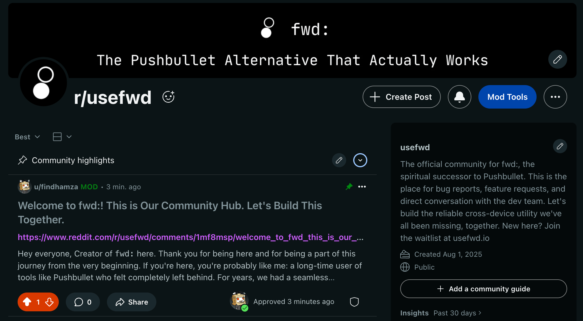 A screenshot of the fwd subreddit